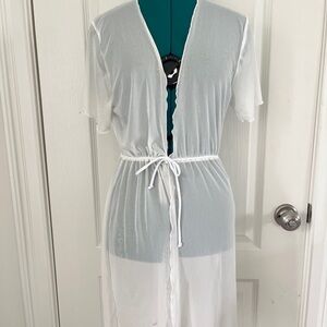 Sheer Mesh Tie Front Swim Cover Up